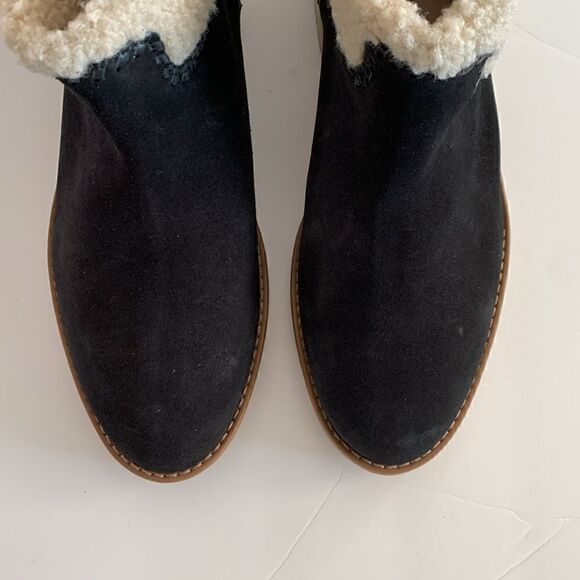 Jack Rogers Sophie Sherpa trim black suede leather ankle boots woman’s size 10 - Picture 2 of 10